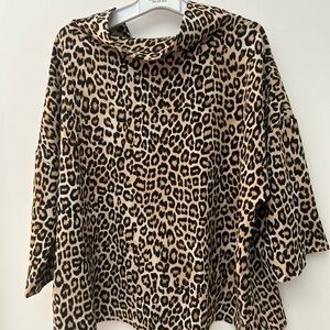 Chico's Animal Print Blouse cowl neck and 3/4 sleeves size 4